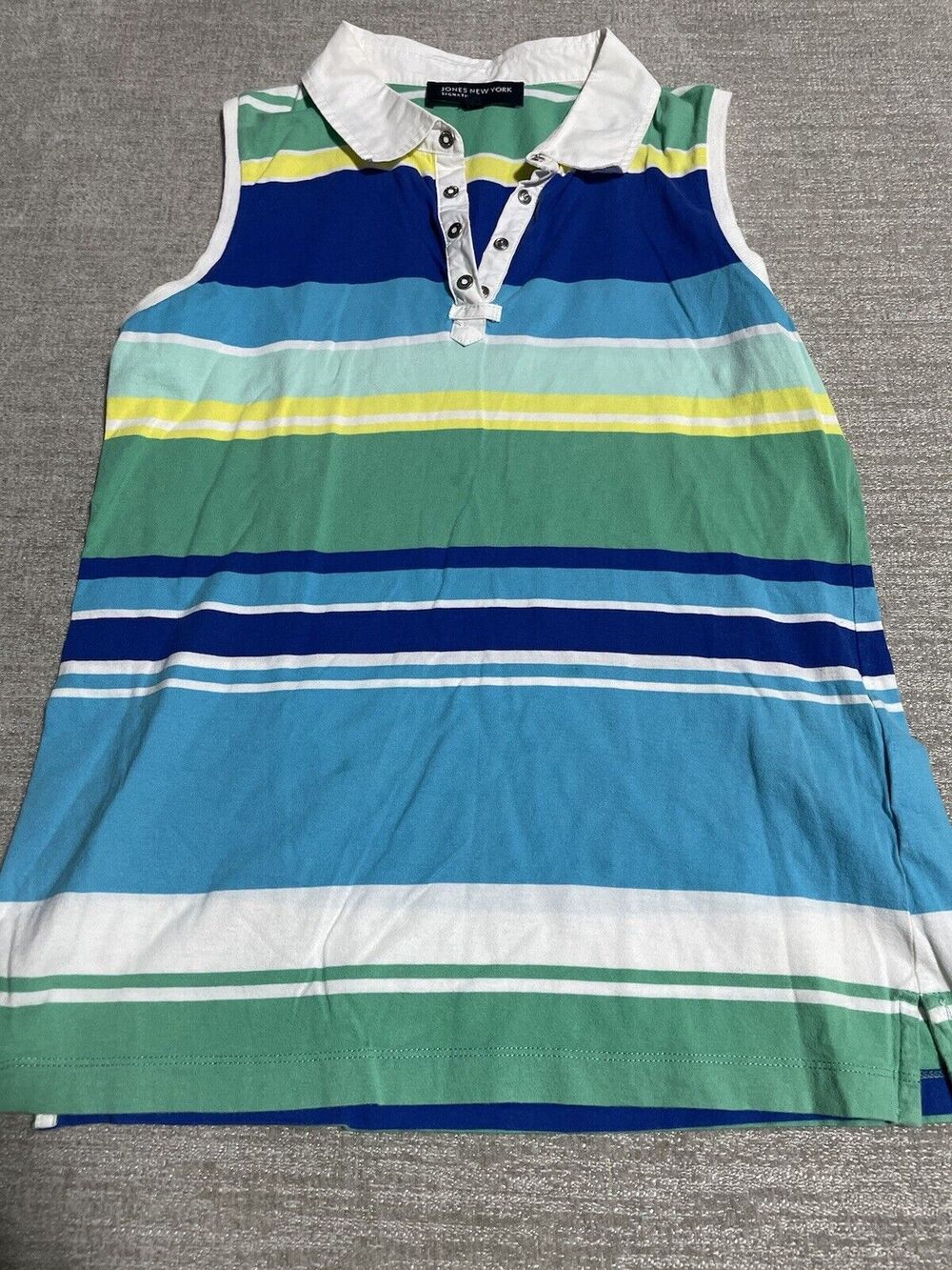 Jones New York Signature Women’s Polo Medium Sleeveless Stripes